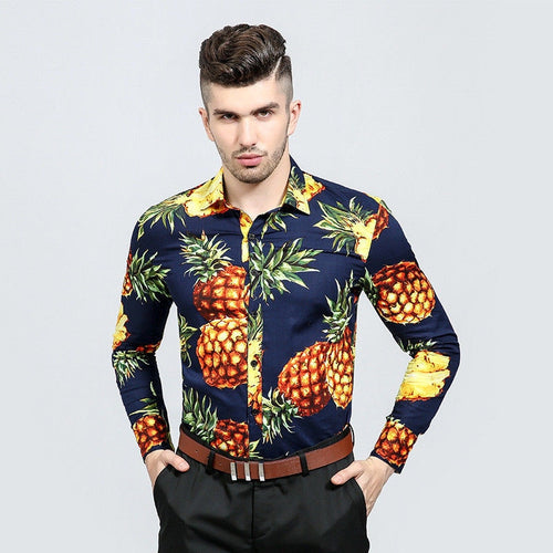 The Kid Blocker 2: Mens Long Sleeve Casual Shirt Tropical Hawaiian Shirt