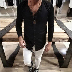 The Dream Vacation: Solid Mens Longsleeve shirt with chest exposed